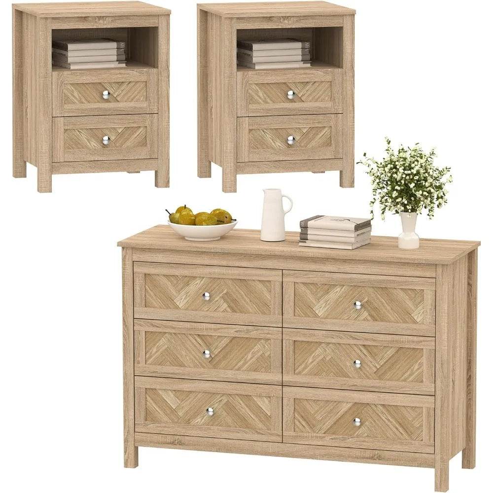 3-Piece Engineered Wood Bedroom Dresser And Nightstand Set - Omega Lifestyles