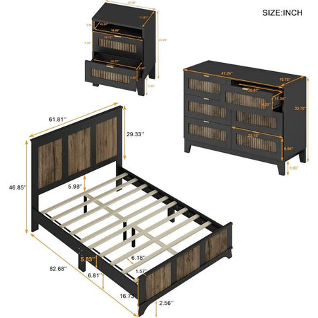 4 Piece Modern Queen Bedroom Furniture Set - Omega Lifestyles