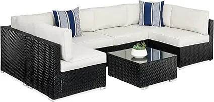 7-Piece Modular Outdoor Wicker Patio Sectional Set - Omega Lifestyles