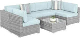 7-Piece Modular Outdoor Wicker Patio Sectional Set - Omega Lifestyles