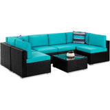 7-Piece Modular Outdoor Wicker Patio Sectional Set - Omega Lifestyles