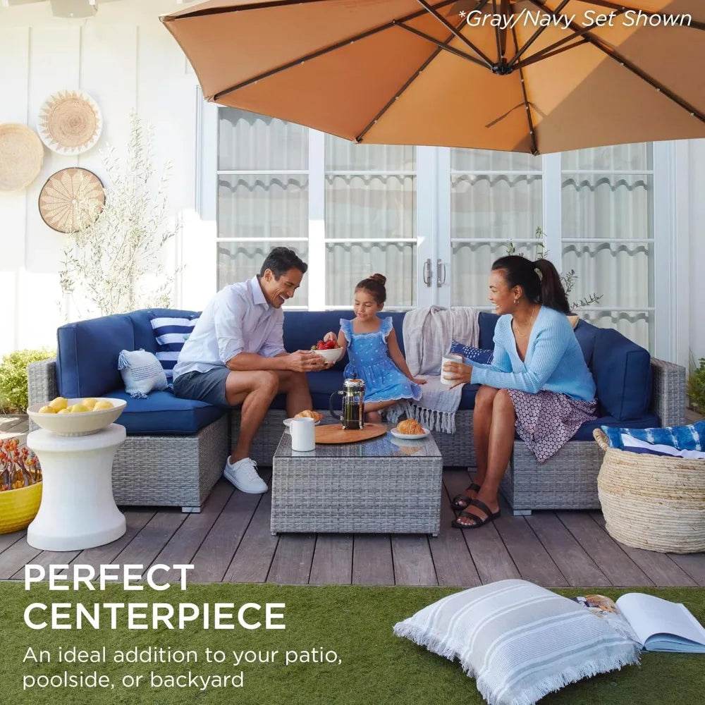 7-Piece Modular Outdoor Wicker Patio Sectional Set - Omega Lifestyles