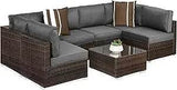 7-Piece Modular Outdoor Wicker Patio Sectional Set - Omega Lifestyles