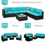 7-Piece Modular Outdoor Wicker Patio Sectional Set - Omega Lifestyles