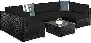 7-Piece Modular Outdoor Wicker Patio Sectional Set - Omega Lifestyles