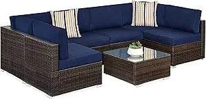 7-Piece Modular Outdoor Wicker Patio Sectional Set - Omega Lifestyles