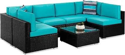 7-Piece Modular Outdoor Wicker Patio Sectional Set - Omega Lifestyles
