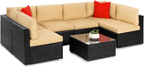 7-Piece Modular Outdoor Wicker Patio Sectional Set - Omega Lifestyles