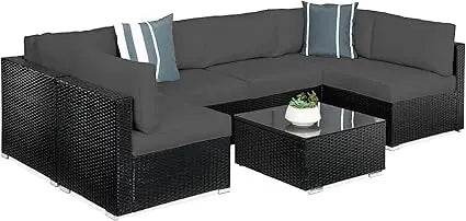 7-Piece Modular Outdoor Wicker Patio Sectional Set - Omega Lifestyles