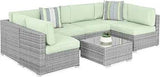 7-Piece Modular Outdoor Wicker Patio Sectional Set - Omega Lifestyles