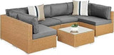 7-Piece Modular Outdoor Wicker Patio Sectional Set - Omega Lifestyles