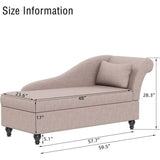 Modern Indoor Storage Upholstered Fabric Chaise Lounge - Omega Lifestyles