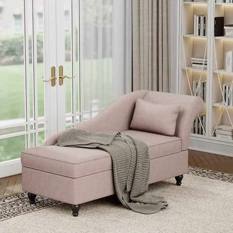Modern Indoor Storage Upholstered Fabric Chaise Lounge - Omega Lifestyles