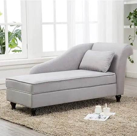 Modern Indoor Storage Upholstered Fabric Chaise Lounge - Omega Lifestyles