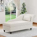 Modern Indoor Storage Upholstered Fabric Chaise Lounge - Omega Lifestyles