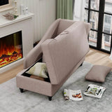 Modern Indoor Storage Upholstered Fabric Chaise Lounge - Omega Lifestyles