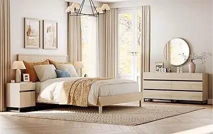 Modern Light Oak Dresser And Nightstand Set Of 3 - Omega Lifestyles