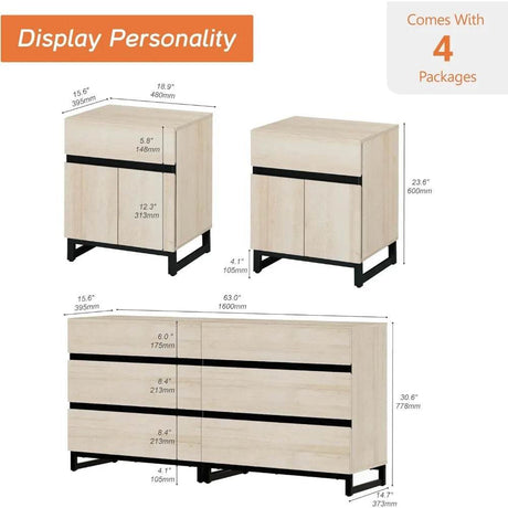 Modern Light Oak Dresser And Nightstand Set Of 3 - Omega Lifestyles