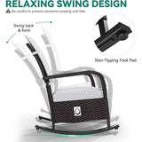 Outdoor Furniture Set Of 2 Adjustable PE Rattan Rocking Chairs - Omega Lifestyles