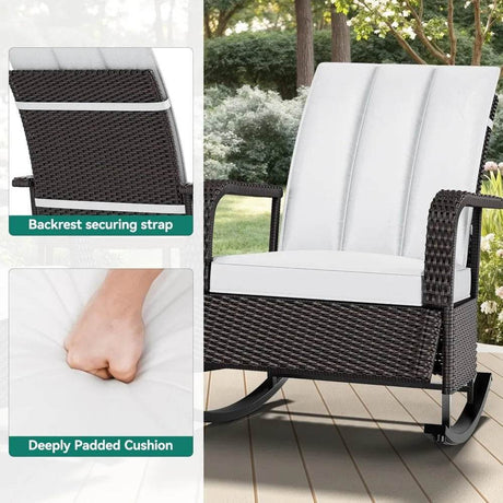 Outdoor Furniture Set Of 2 Adjustable PE Rattan Rocking Chairs - Omega Lifestyles
