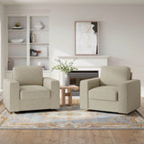 Modern Linen 360-Degree Swivel Armchair - Omega Lifestyles