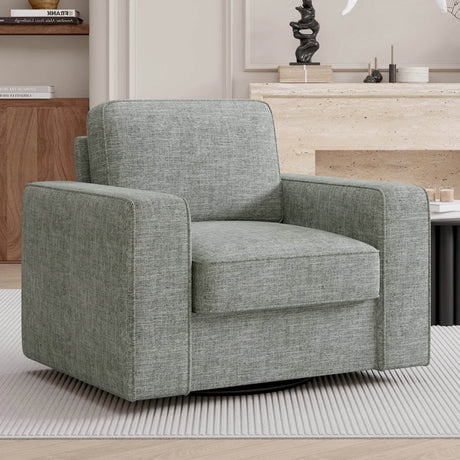 Modern Linen 360-Degree Swivel Armchair - Omega Lifestyles