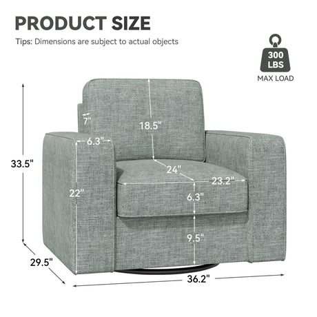 Modern Linen 360-Degree Swivel Armchair - Omega Lifestyles