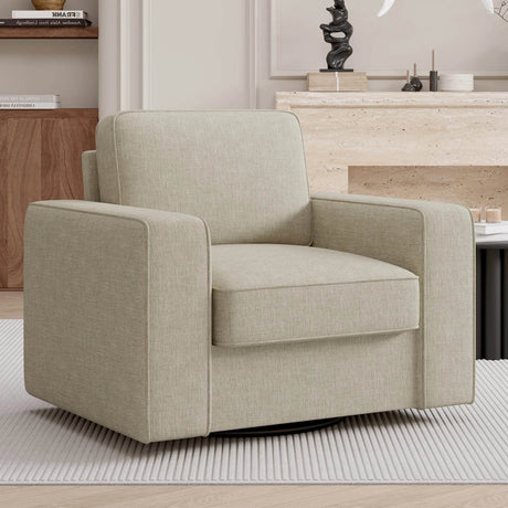 Modern Linen 360-Degree Swivel Armchair - Omega Lifestyles
