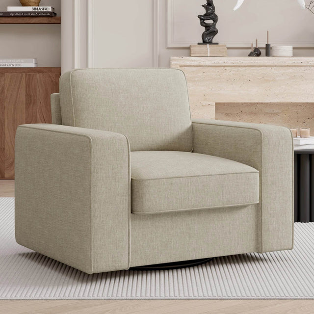 Modern Linen 360-Degree Swivel Armchair - Omega Lifestyles