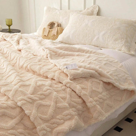 Lightweight Portable Coral Fleece Woven Blanket - Sleep Galleria