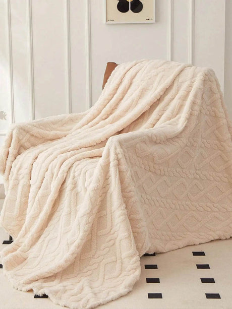 Lightweight Portable Coral Fleece Woven Blanket - Sleep Galleria