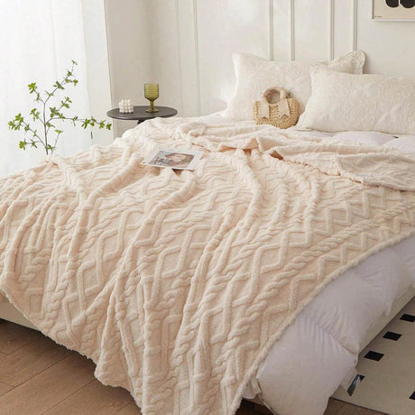 Lightweight Portable Coral Fleece Woven Blanket - Sleep Galleria