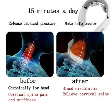 Portable Electronic Neck Massager With Curved Electrode Pads - Sleep Galleria
