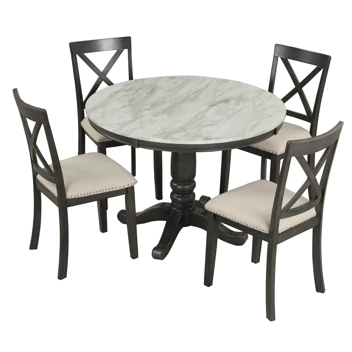 5-Piece Solid Wood Dining Table and Chairs Set - Omega Lifestyles