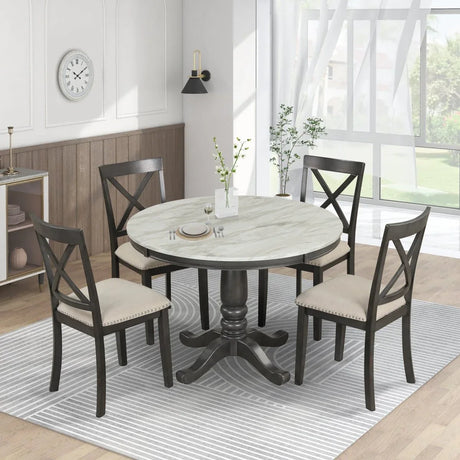 5-Piece Solid Wood Dining Table and Chairs Set - Omega Lifestyles