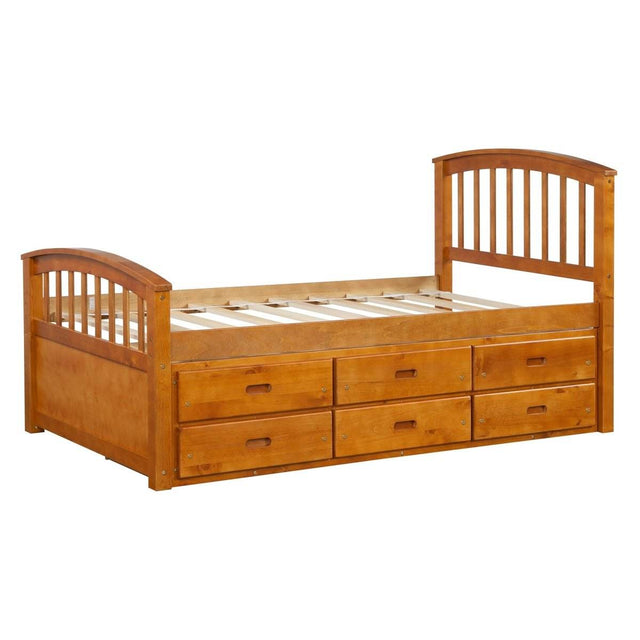 Twin Solid Wood Platform Storage Bed With Drawers - Omega Lifestyles