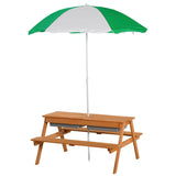 Kids Wooden Outdoor Picnic Table With Adjustable Umbrella - Outsunny - Omega Lifestyles