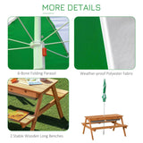 Kids Wooden Outdoor Picnic Table With Adjustable Umbrella - Outsunny - Omega Lifestyles