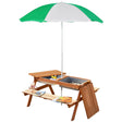 Kids Wooden Outdoor Picnic Table With Adjustable Umbrella - Outsunny - Omega Lifestyles