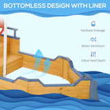 Wooden Kids Pirate Sandbox With Bench Storage Seating - Outsunny - Omega Lifestyles