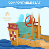 Wooden Pirate Ship Sandbox With Canopy and Storage Bench - Outsunny - Omega Lifestyles