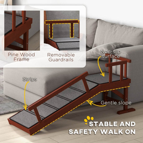 Pine Wood Dog Ramp With Removable Guardrails - Omega Lifestyles