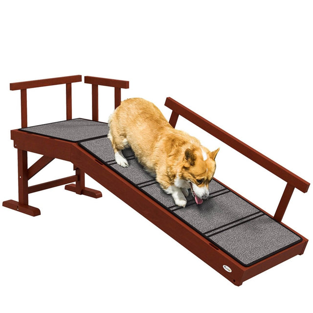 Pine Wood Dog Ramp With Removable Guardrails - Omega Lifestyles