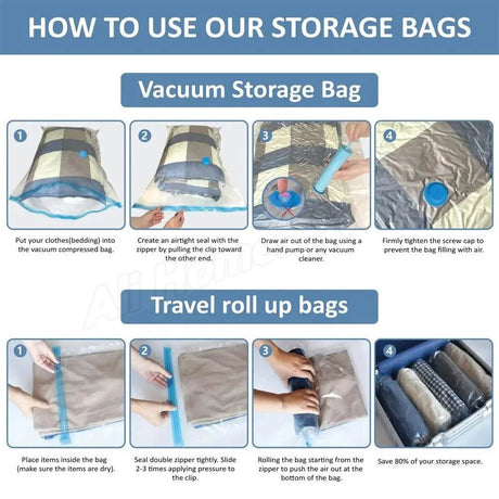 Vacuum Storage Bags Set for Clothes and Bedding - Omega Lifestyles
