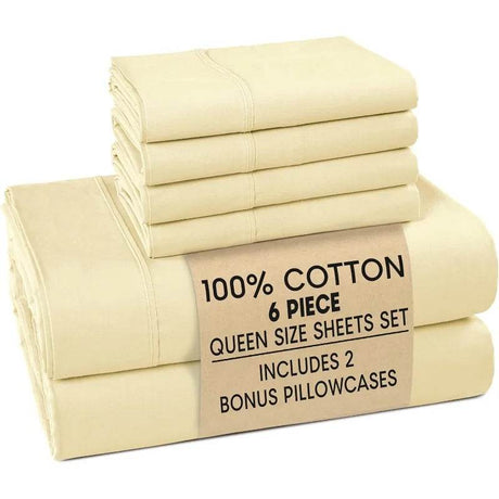 6-Piece Cotton Percale Sheet Set - Omega Lifestyles