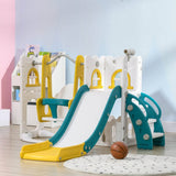 6 - in - 1 Indoor Toddler Slide Swing Playset With Basketball Hoop - Qaba - Omega Lifestyles