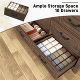 Farmhouse 10-Drawer Engineered Wood Dresser - Omega Lifestyles