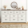 Farmhouse 10-Drawer Engineered Wood Dresser - Omega Lifestyles
