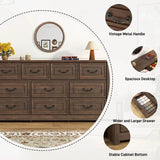 Farmhouse 10-Drawer Engineered Wood Dresser - Omega Lifestyles
