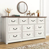 Farmhouse 10-Drawer Engineered Wood Dresser - Omega Lifestyles